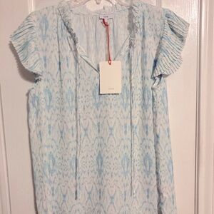 VOY ruffled cap sleeve top sea foam green sz L